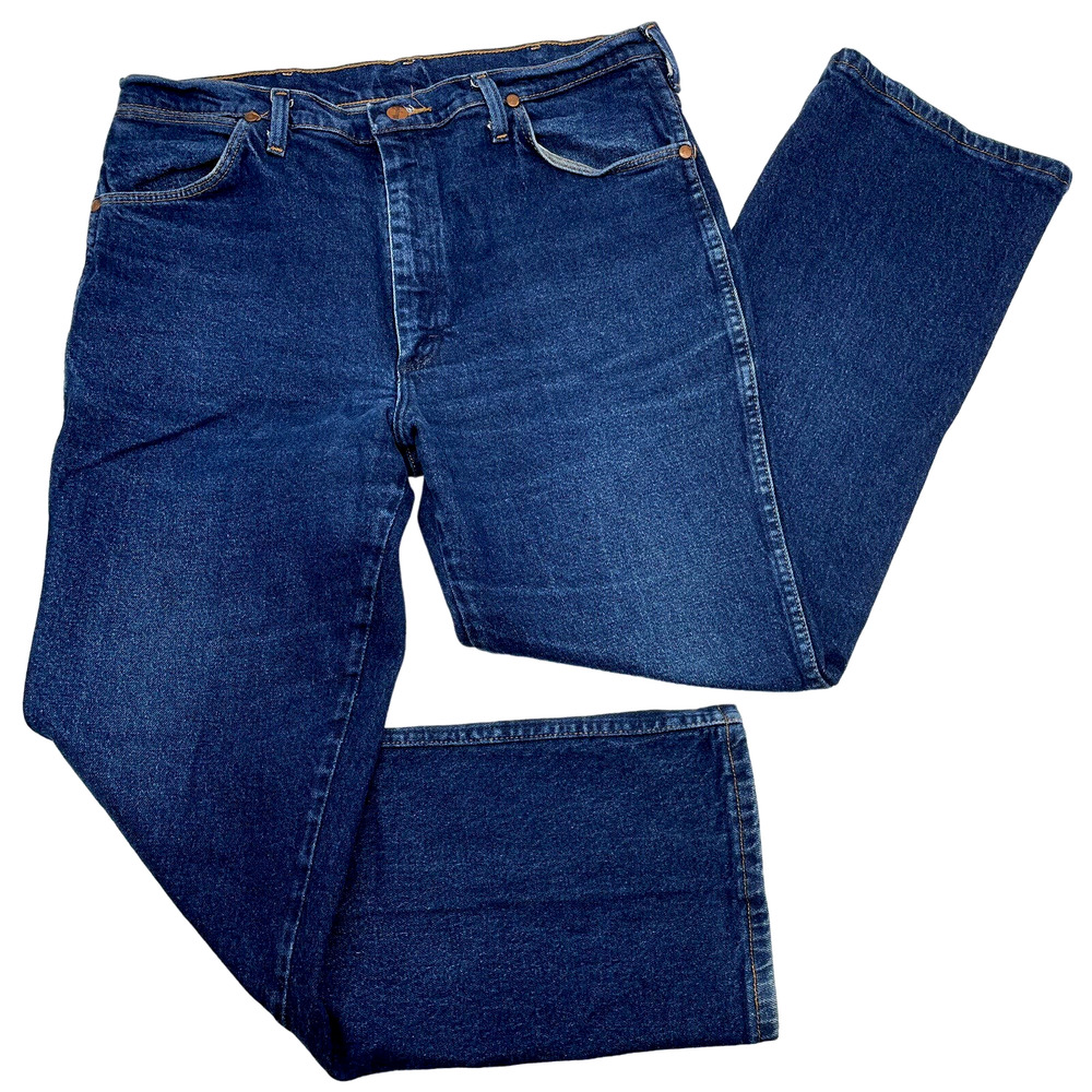 Vintage Wrangler 937STR 36x30 Dark Wash Straight Leg Jeans Actually 35x30